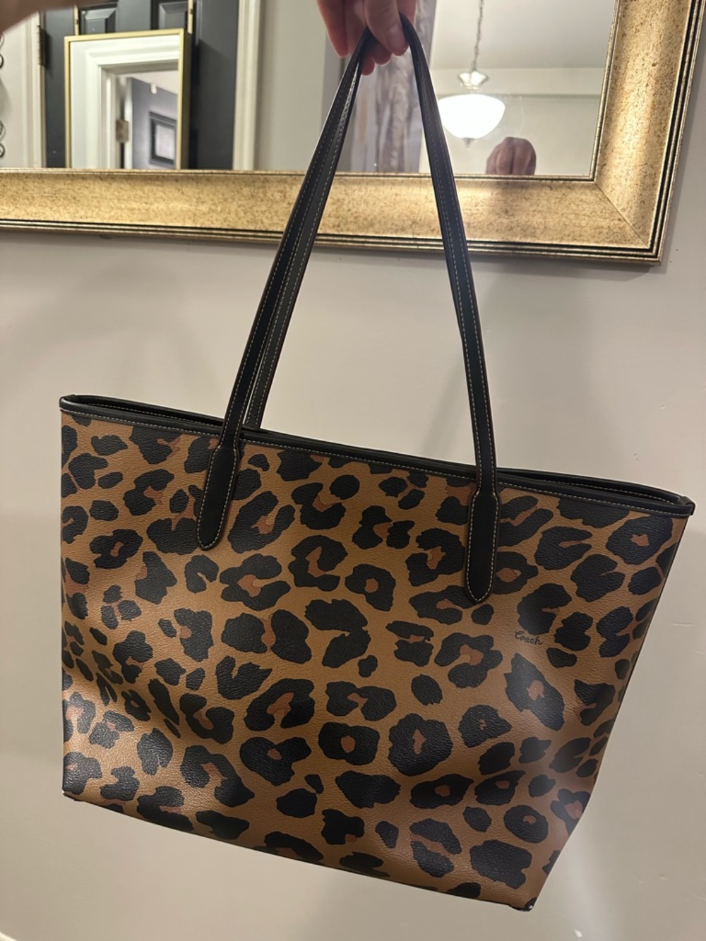 Coach Brown and Black Leopard-Print Tote - Picture 3 of 7